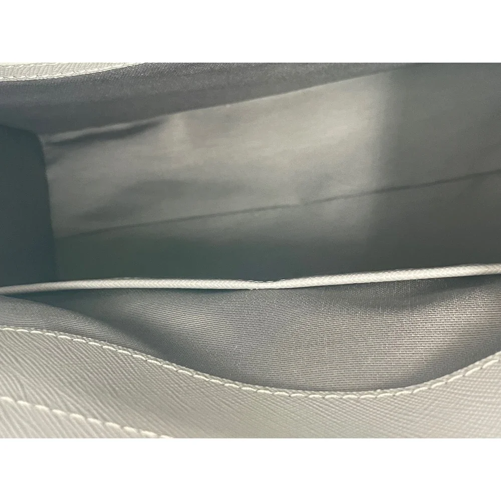 Lancaster Paris Colorblock Saffiano Leather Structured Satchel Bag grey burgundy